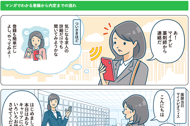 転職の流れが漫画でわかるコンテンツがある